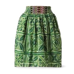Anthropologie By Vanessa Virginia 
Skirt Women Green Geometric Pull On